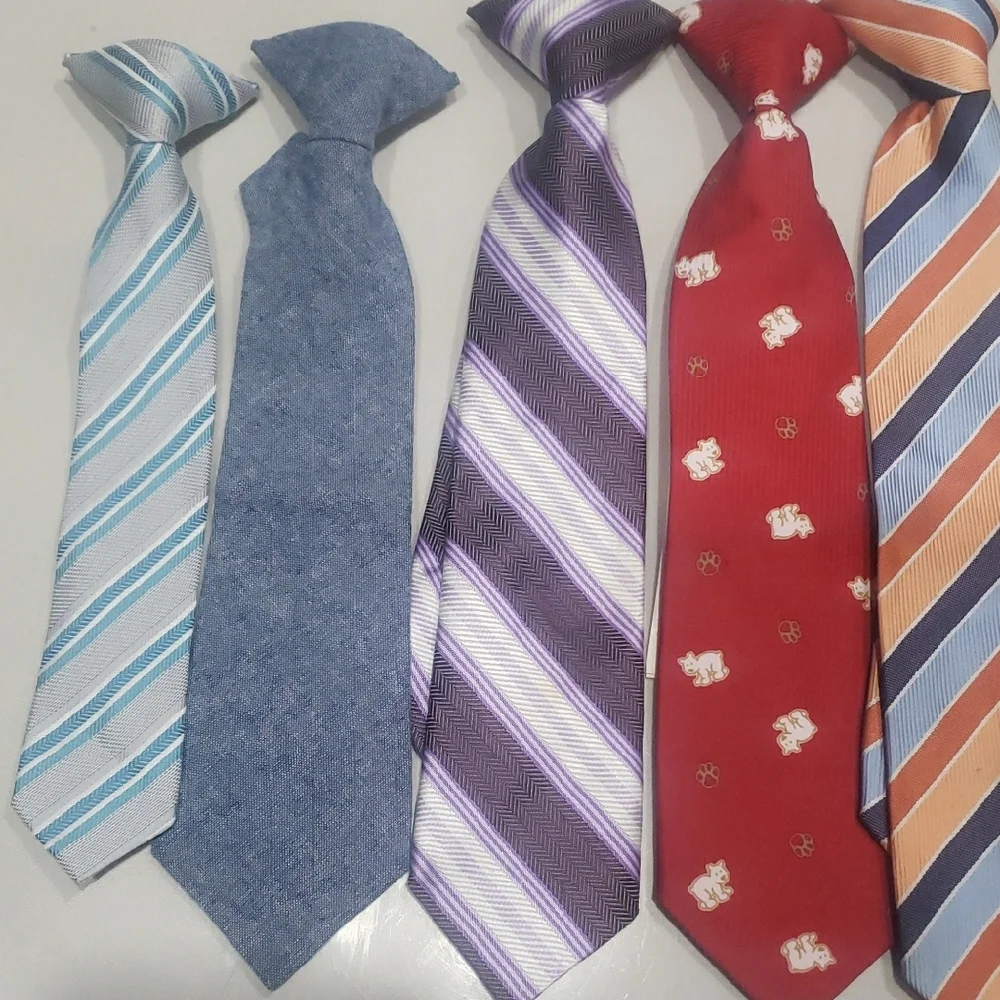 Assorted Kids Ties in Red, Blue, and Purple